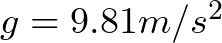 g = 9.81 m/s^{2}